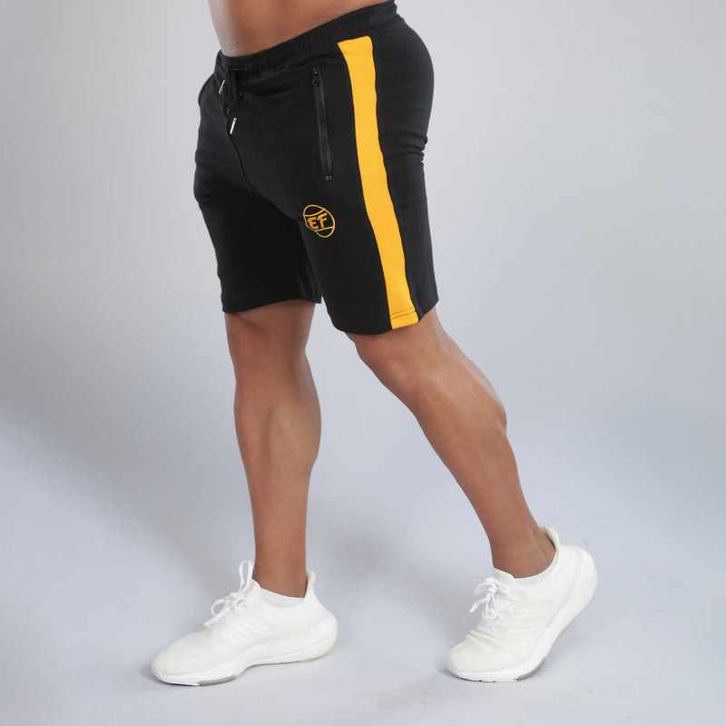 Pantaloneta Short EF - Negro Franja Amarilla